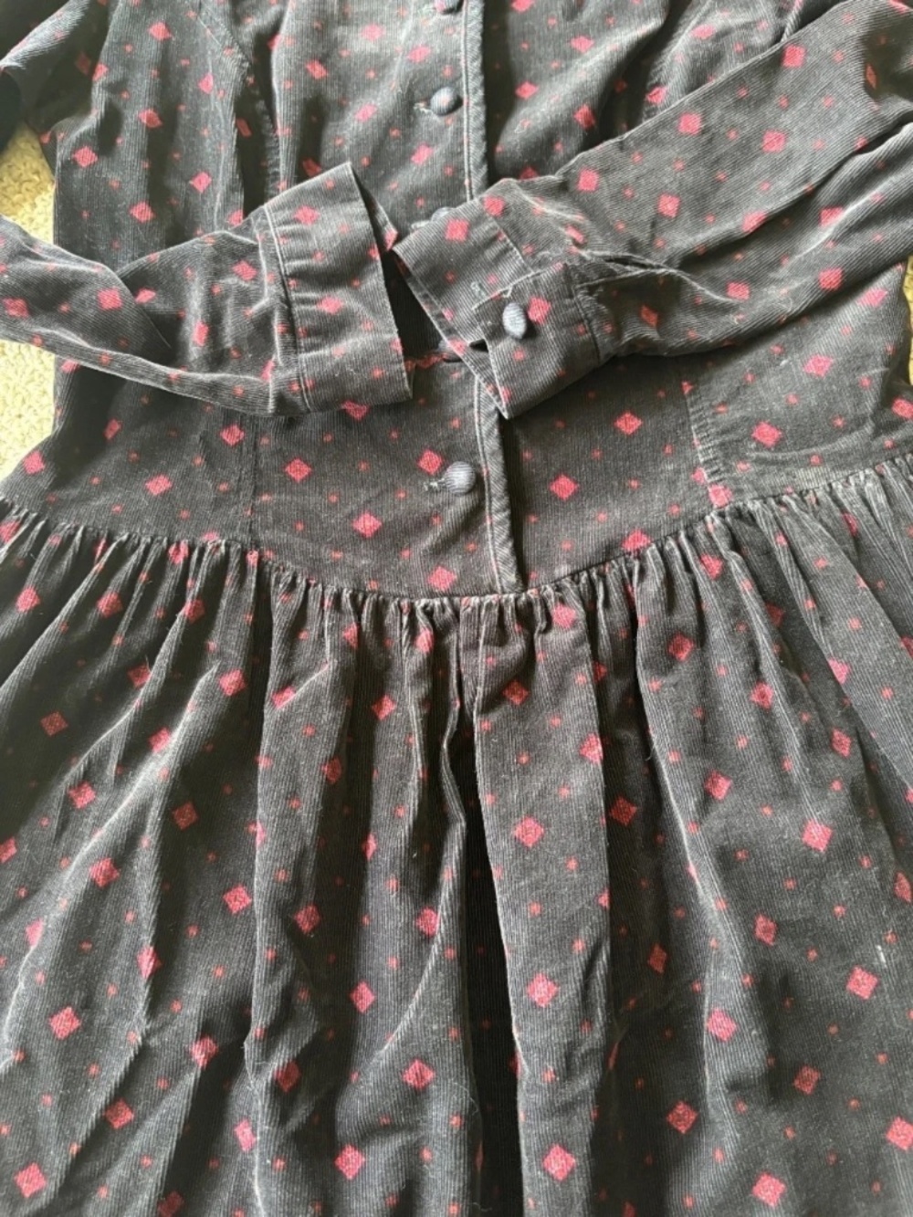 Vintage Laura Ashley Black Corduroy Cottagecore Prairie Dress UK Size 8 Feminine - Picture 7 of 15